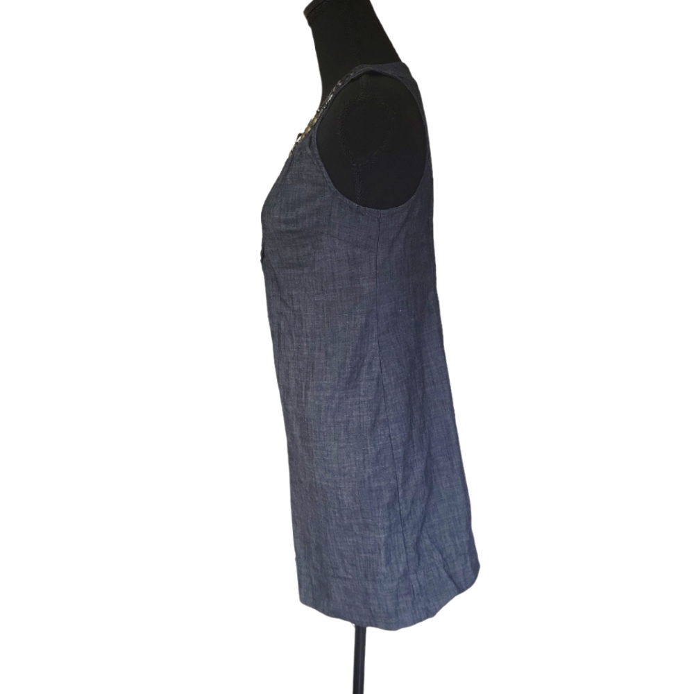 EUC like new New York Company rhinestone beaded sleeveless mini denim boho dress - Picture 4 of 8